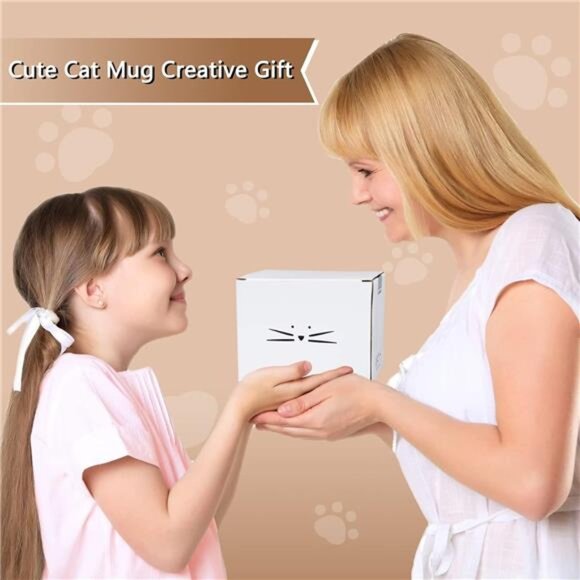 Koolkatkoo Cute Cat Coffee Mug Set for Girls Women Ceramic Kitty Tea Couple - Picture 5 of 7